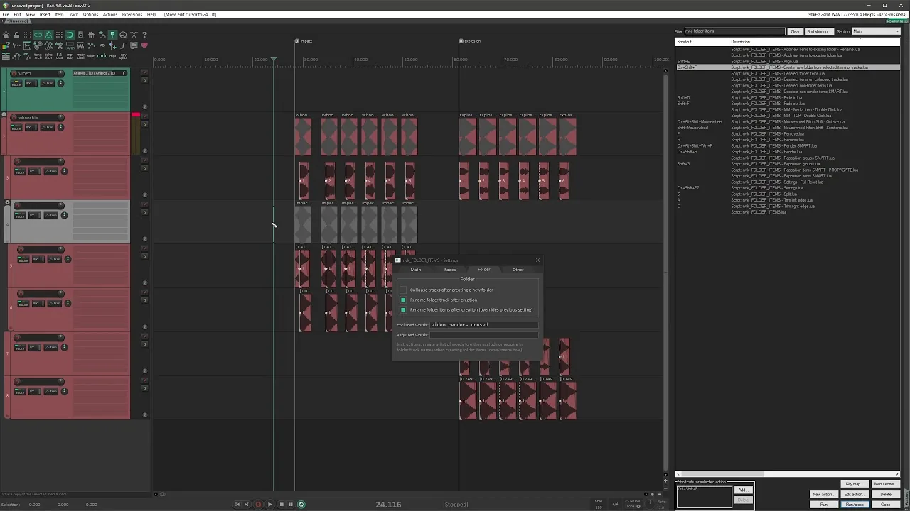 nvk_FOLDER_ITEMS - Folder Items Hotkeys in Reaper